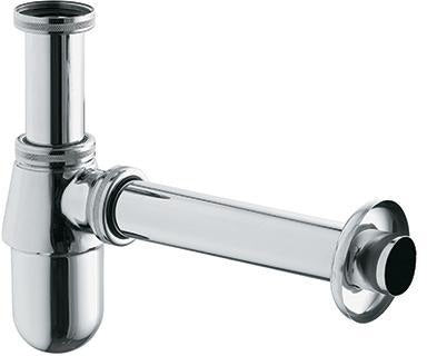 KLUDI Flaschen-Siphon BAD SIFONE DN 32 1 1/4 Zoll x 32 mm verchromt mit Rosette und Wandrohr
