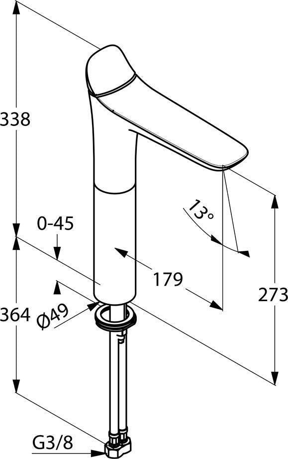KLUDI AMBA Waschschüssel-Einhandmischer DN 15 chrom – Auslaufhöhe 273 mm, ohne Ablaufgarnitur