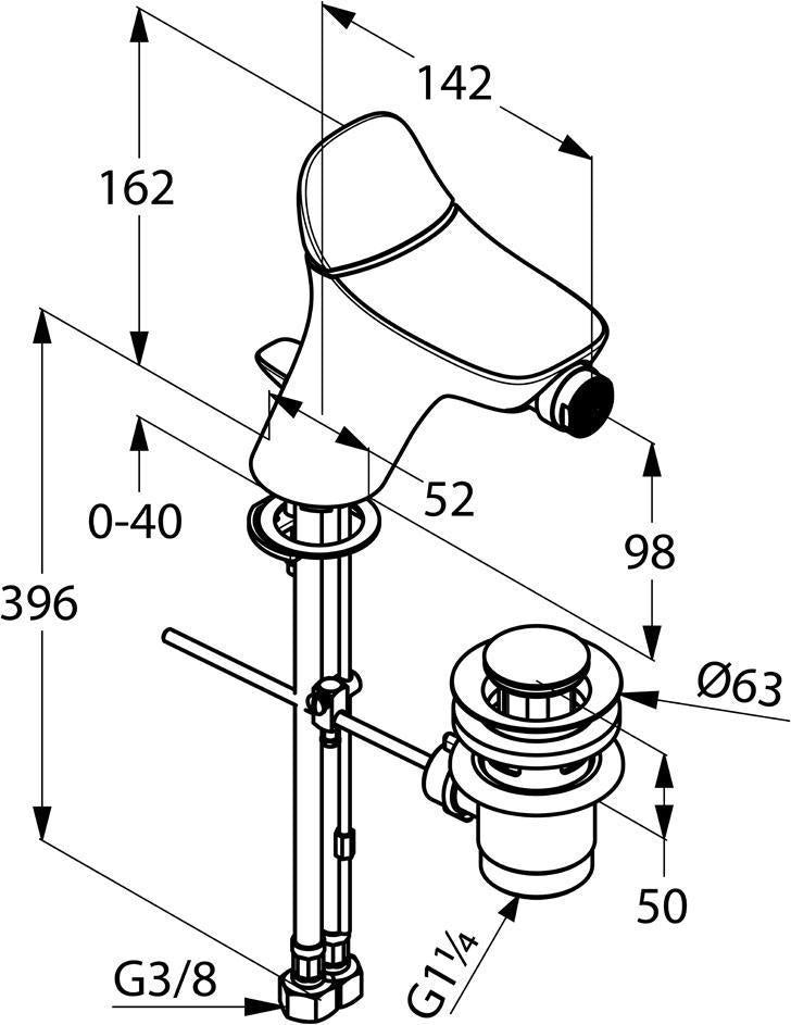 KLUDI AMBA Bidet-Einhandmischer DN 15 – Chrom, mit Ablaufgarnitur und Temperaturbegrenzung