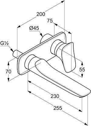 KLUDI AMBA Unterputz-Waschtisch-Wand-Einhandmischer 2-Loch chrom Ausladung 226 mm