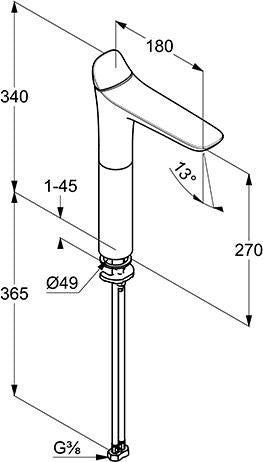 KLUDI AMBA Waschschüssel-Einhandmischer DN 15 chrom – Auslaufhöhe 273 mm, ohne Ablaufgarnitur