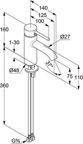 KLUDI BOZZ Waschtisch-Einhandmischer 75 mm SmartStart, ohne Ablaufgarnitur, chrom