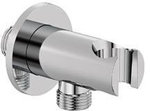 KLUDI A-QA Wandanschlussbogen mit Brausehalter rund Chrom, DN 15, G1/2, inkl. Rückstromsicherung