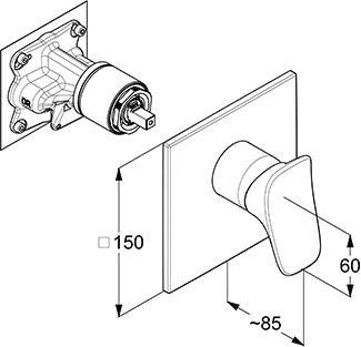 KLUDI AMBA Unterputz-Brause-Einhandmischer Feinbau-Set chrom – 28 l/min