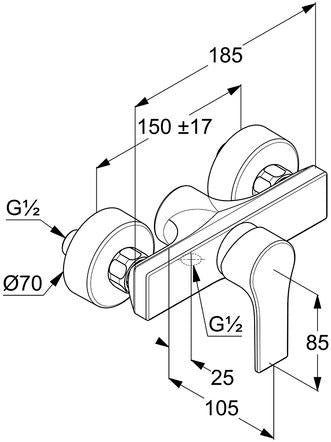 KLUDI ZENTA SL Brause-Einhandmischer DN 15 – Chrom, Wandmontage, Temperaturbegrenzung