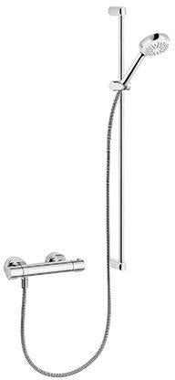 KLUDI LOGO Shower-Duo 1S Wandstange 600 mm chrom – Thermostat-Brausearmatur mit Verbrühschutz
