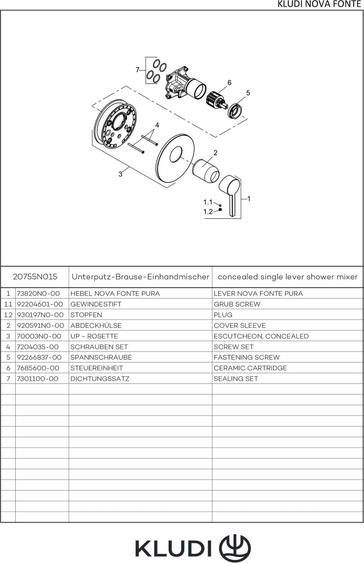 KLUDI NOVA FONTE Unterputz-Brause-Einhandmischer Feinbau-Set chrom – SLIM.BOXX 88022
