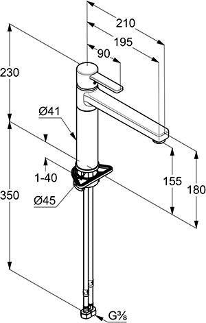 KLUDI ZENTA Spültisch-Einhandmischer DN 15 Chrom – 360° schwenkbarer Auslauf