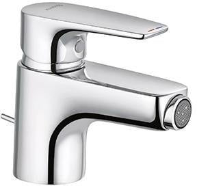 KLUDI PURE & SOLID Bidet-Einhandhebelmischer mit Metallablaufgarnitur, chrom – 1-Loch-Montage