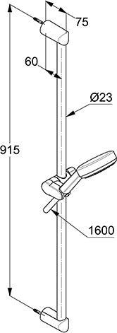 KLUDI DIVE S Brause-Set 3S mit Wandstange 900 mm D23 mm chrom – 3 Strahlarten