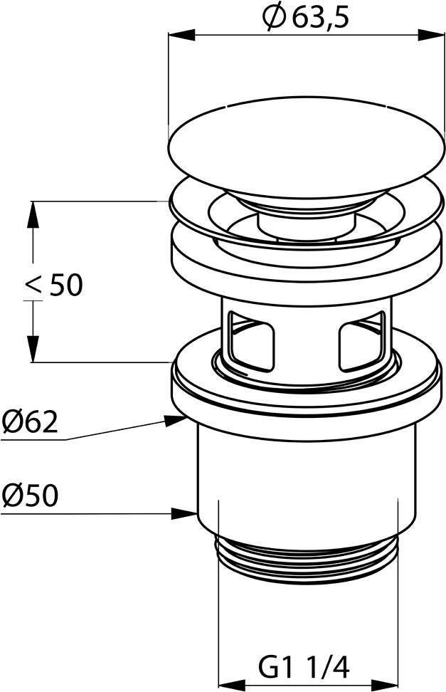 KLUDI PUSH-OPEN Ablaufventil für Waschtisch und Bidet mit Überlauf, chrom – 1042405-00