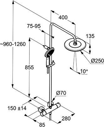 KLUDI FRESHLINE Thermostat Dual Shower System DN 15 – chrom, mit Kopf- und Handbrause