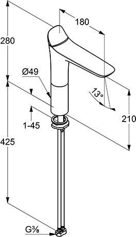 KLUDI AMBA Waschschüssel-Einhandmischer DN 15 chrom – Auslaufhöhe 213 mm, ohne Ablaufgarnitur