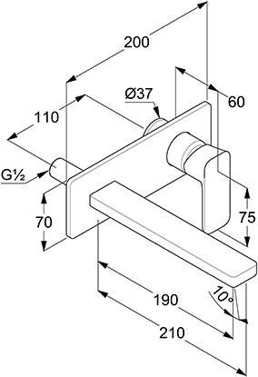 KLUDI RENON 2-Loch-Wand-Einhandmischer 210 mm Chrom – Unterputz-Armatur für Waschtisch
