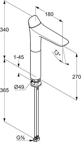 KLUDI AMBA Waschschüssel-Einhandmischer DN 15 chrom – Auslaufhöhe 273 mm, ohne Ablaufgarnitur