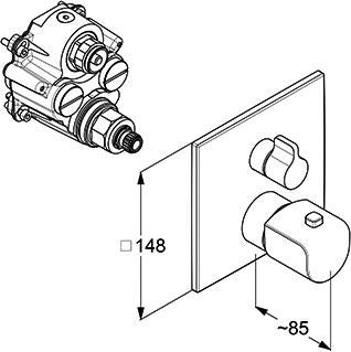 KLUDI AMEO Unterputz-Brause-Thermostat Feinbau-Set mit Absperrventil chrom