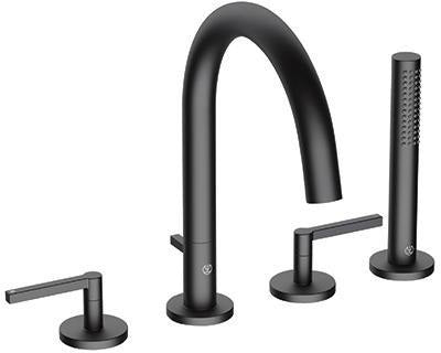 KLUDI NOVA FONTE 4-Loch Wannenarmatur PURISTIC Chrom – herausziehbare Brause & Keramik-Oberteile