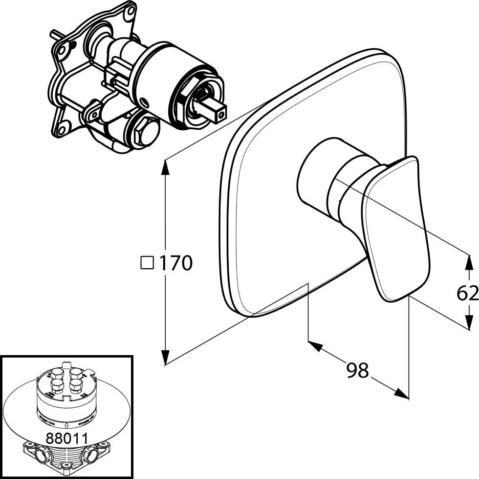 KLUDI AMBA UP-Brause-Einhandmischer Feinbau-Set chrom – Unterputz-Duscharmatur