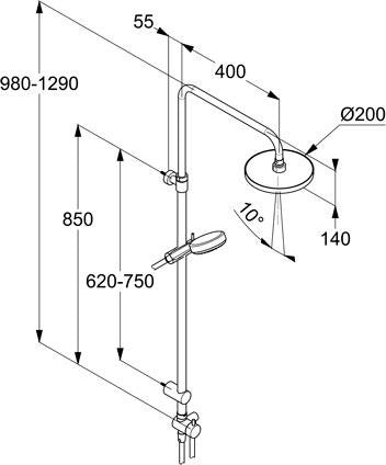 KLUDI DIVE S Dual Shower System DN 15 mit Hand- und Kopfbrause, chrom