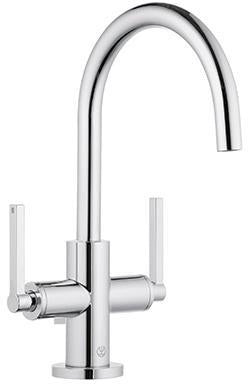KLUDI NOVA FONTE Waschtischarmatur PURISTIC Einlochmontage chrom – 2-Griff, schwenkbar