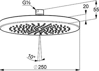 KLUDI A-QA Tellerkopfbrause 200 mm Chrom – Kopfbrause mit Kalkschnellreinigung