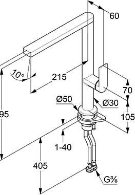 KLUDI-AUREA Spültisch-Einhandmischer mit seitlicher Bedienung in Chrom