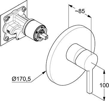 KLUDI NOVA FONTE UP-Brause-Einhandmischer Feinbau-Set mit Funktionseinheit chrom
