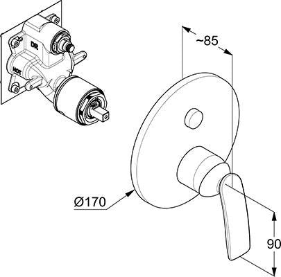 KLUDI BALANCE Unterputz-Wannen- und Brausearmatur mit Push & Switch Funktionseinheit in Chrom