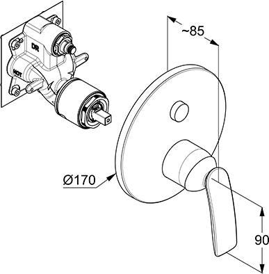 KLUDI BALANCE UP-Wannenfüll- und Brause-Einhandmischer Push Set chrom – Unterputz-Armatur mit Push&Switch