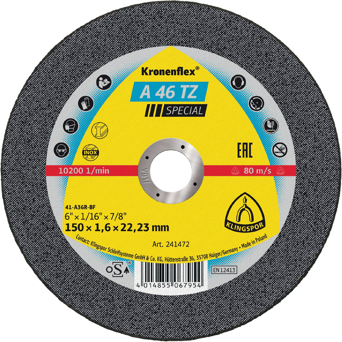 KLINGSPOR Trennscheibe A 46 TZ Special 115x1,6 mm INOX – 25 Stk. für Stahl & Edelstahl