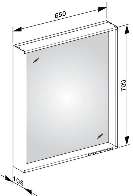 KEUCO Lichtspiegel Plan 07897 – LED-Spiegel mit Touch-Sensorik, 460 x 850 mm, silber-eloxiert