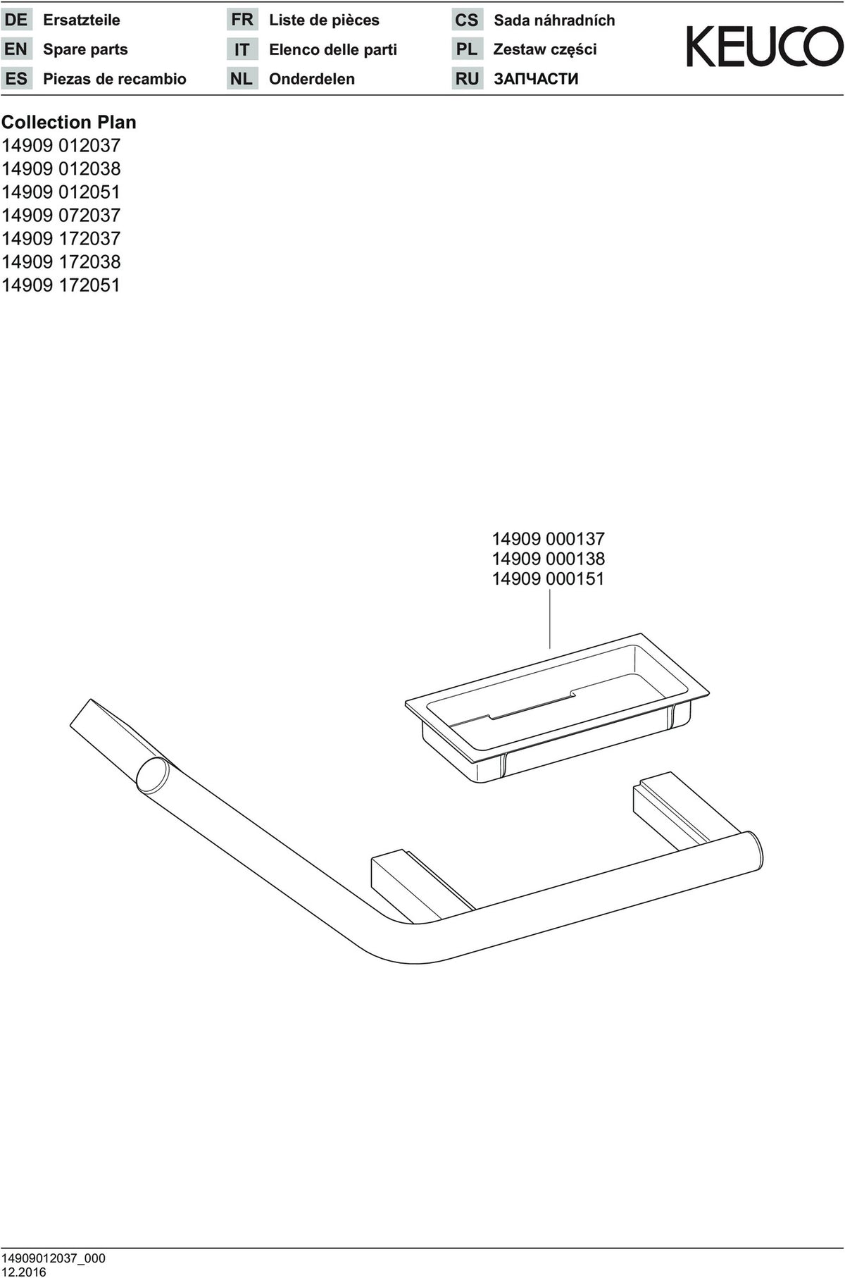 KEUCO Haltegriff Plan 135° rechts mit Seifenablage – verchromt/schwarz, 444 mm