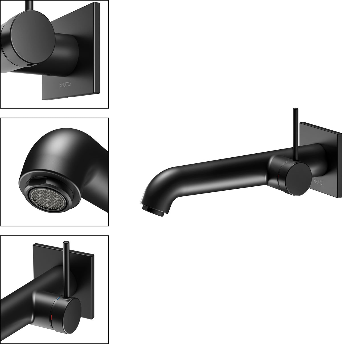 KEUCO IXMO Pure Einhebel-Waschtischmischer Unterputz, eckig, Ausladung 165 mm, schwarz matt