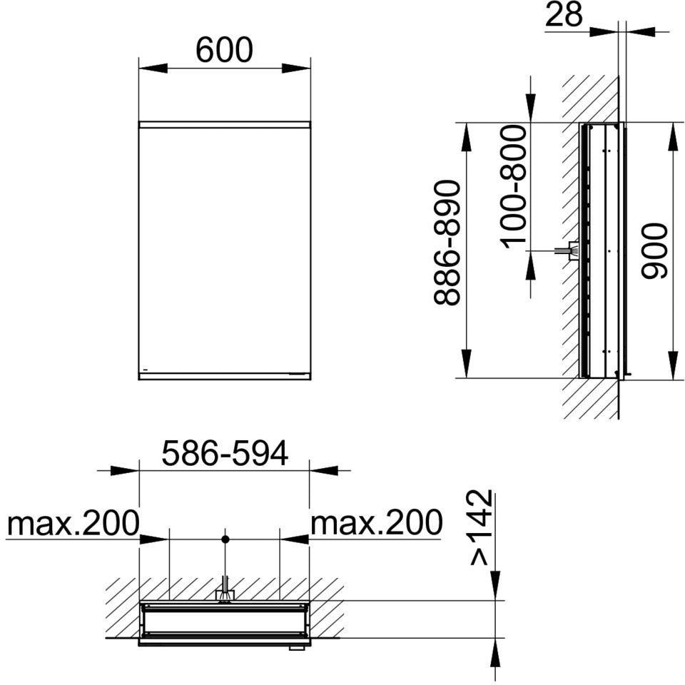KEUCO Royal Modular 2.0 Spiegelschrank, unbeleuchtet, Wandeinbau, 500 mm, silber-eloxiert