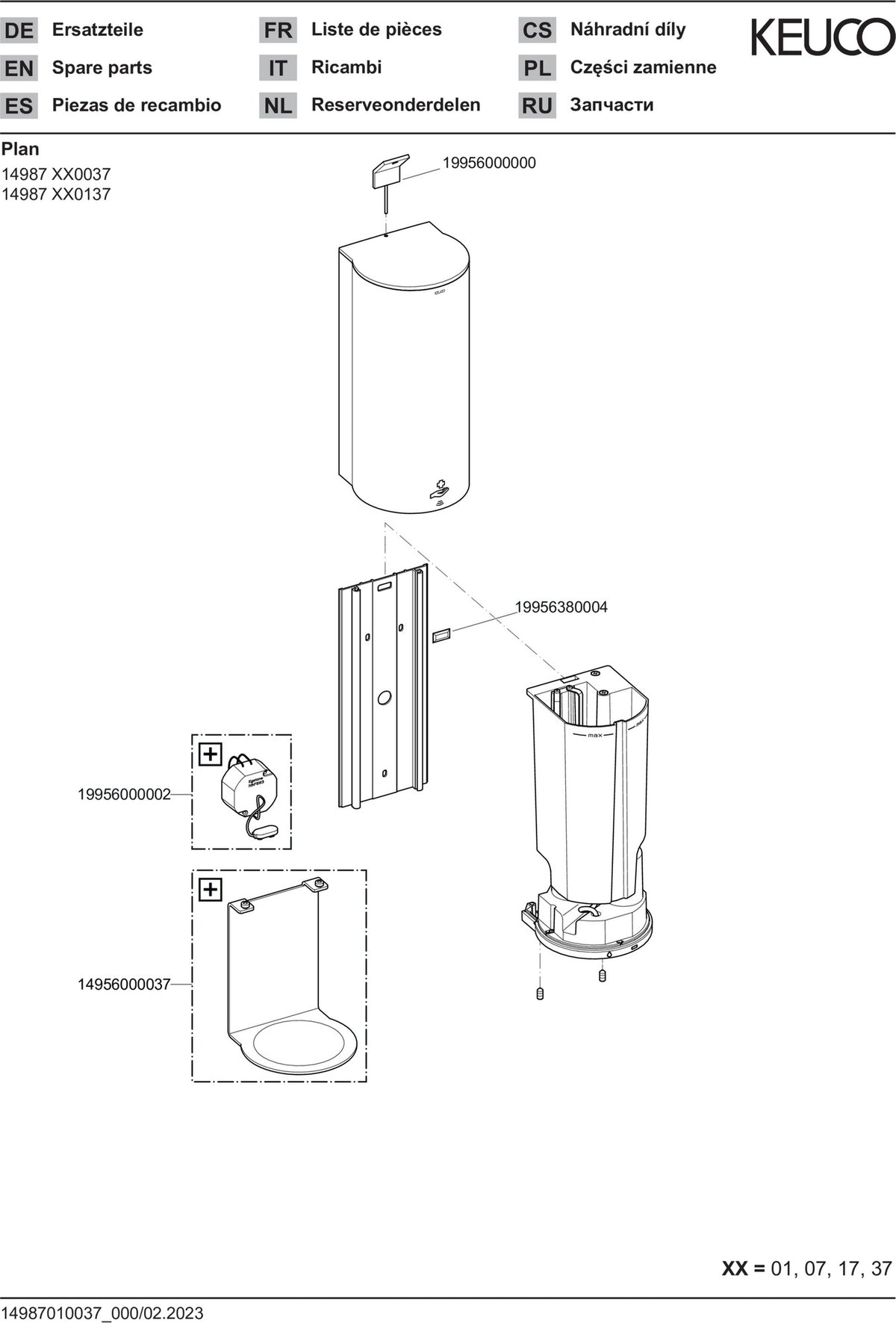 KEUCO PLAN Sensor-Desinfektionsmittelspender – Elektronischer Wandspender Edelstahl-finish/Schwarz