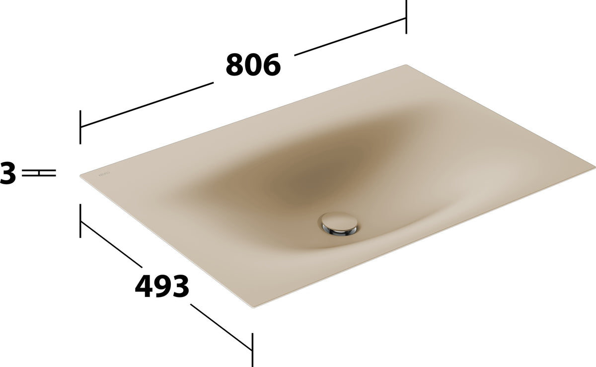 KEUCO Edition 11 Art Emaille-Waschtisch 806 mm mit 1-Loch-Bohrung in Weiß