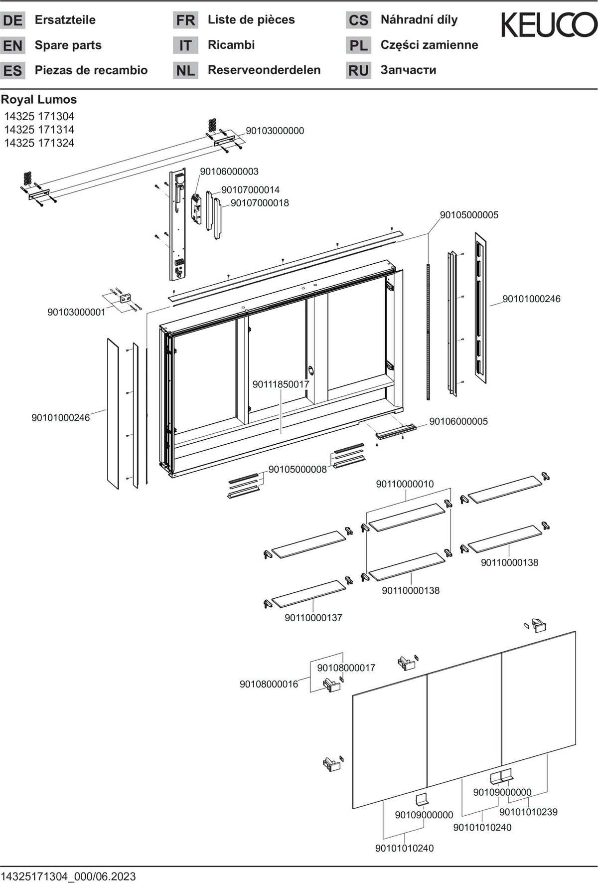 KEUCO Royal Lumos Spiegelschrank 1200 mm mit Spiegelheizung, silber-eloxiert, Ablagefach