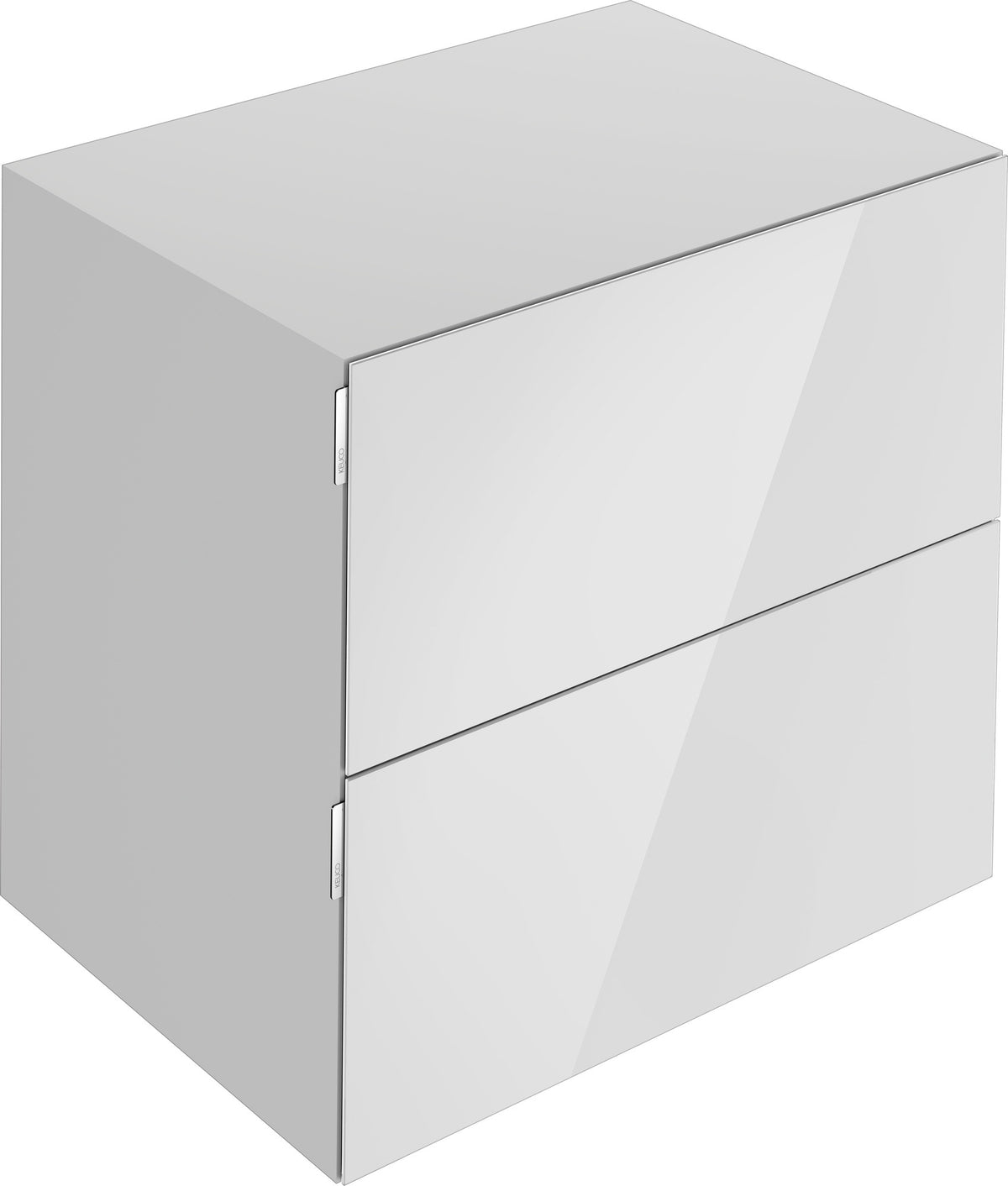 KEUCO Edition 11 Art Sideboard 400 mm mit 2 Auszügen und Beleuchtung – Weiß / Glas Weiß