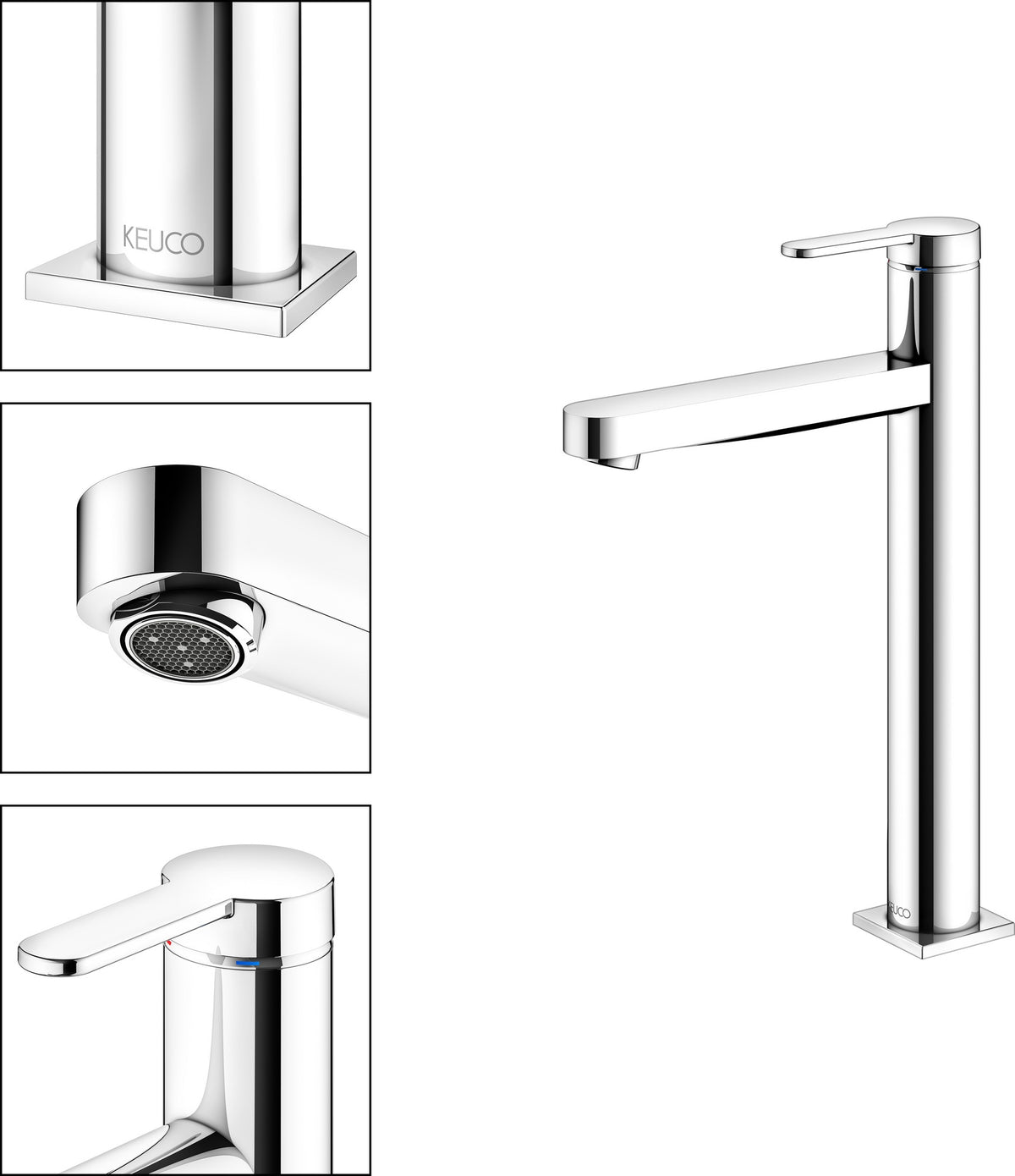 KEUCO IXMO Pure Einhebel-Waschtischmischer 210 mm ohne Ablaufgarnitur, verchromt