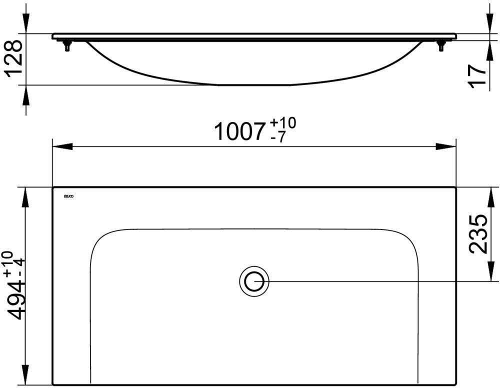 KEUCO X-Line Keramik-Waschtisch 1007 mm weiß ohne Hahnlochbohrung