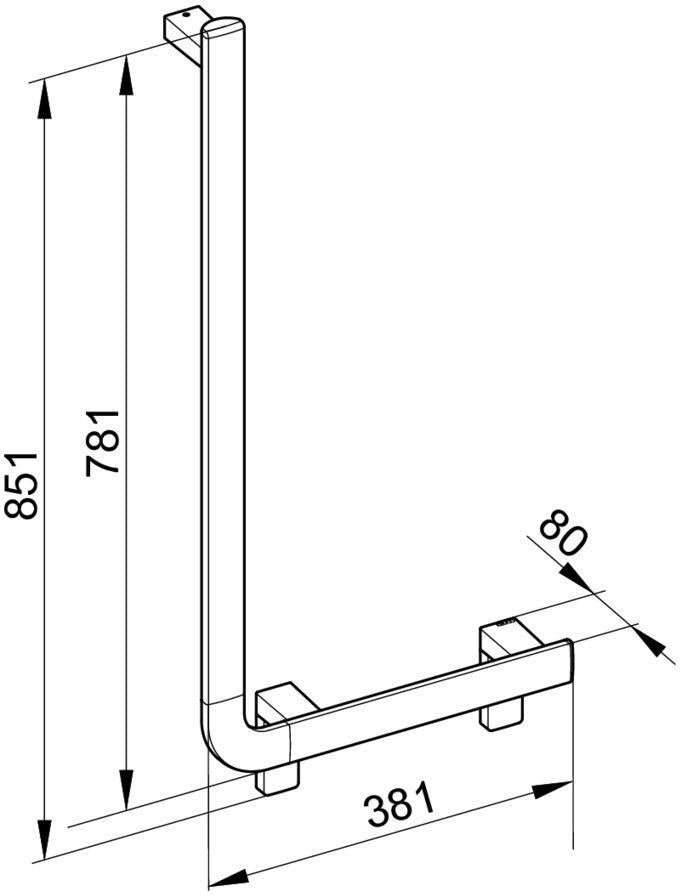 KEUCO AXESS Winkelgriff 90° links 381/851 mm silber-eloxiert – Wandmontage