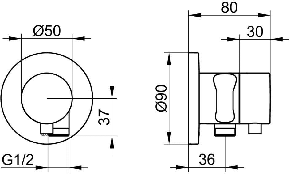 KEUCO IXMO Comfort Absperrventil Unterputz DN15 rund Messing gebürstet 59541