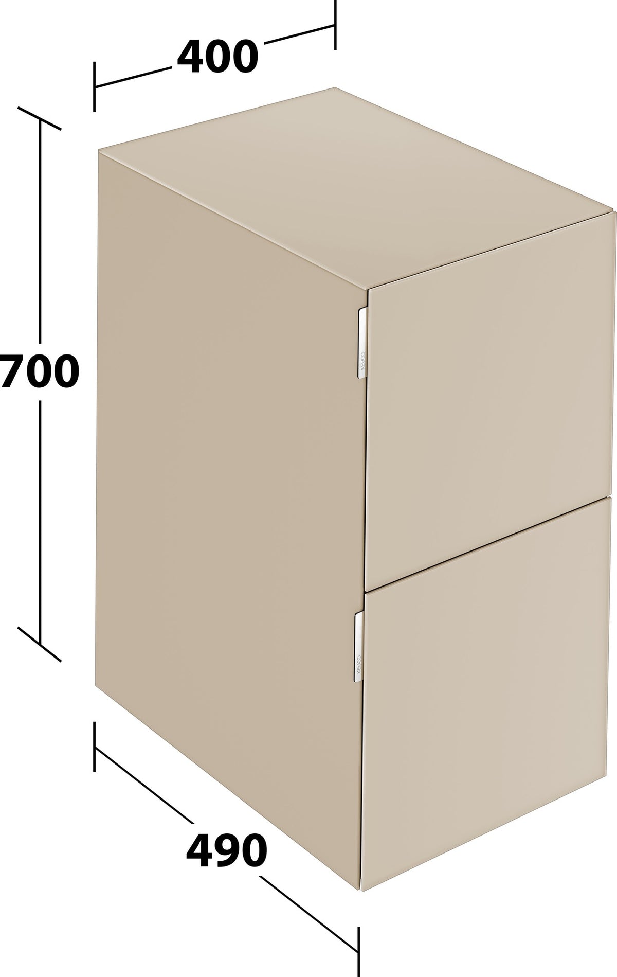 KEUCO Edition 11 Art Sideboard 400 mm mit 2 Auszügen und Beleuchtung – Weiß / Glas Weiß