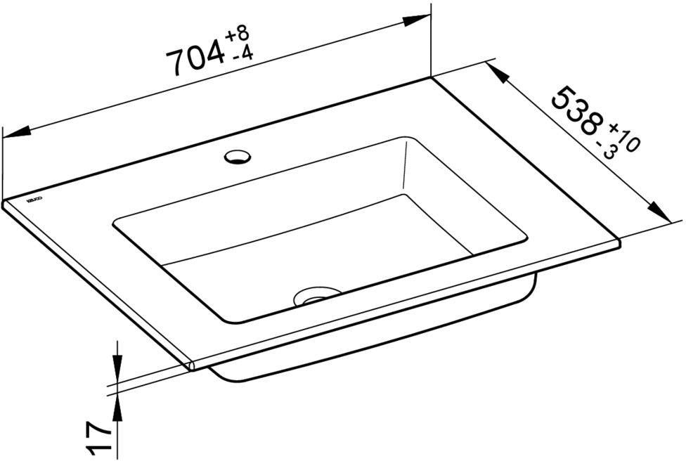 KEUCO Royal 60 Keramik-Waschtisch ohne Hahnlochbohrung, 704 x 538 mm, weiß, mit CleanPlus