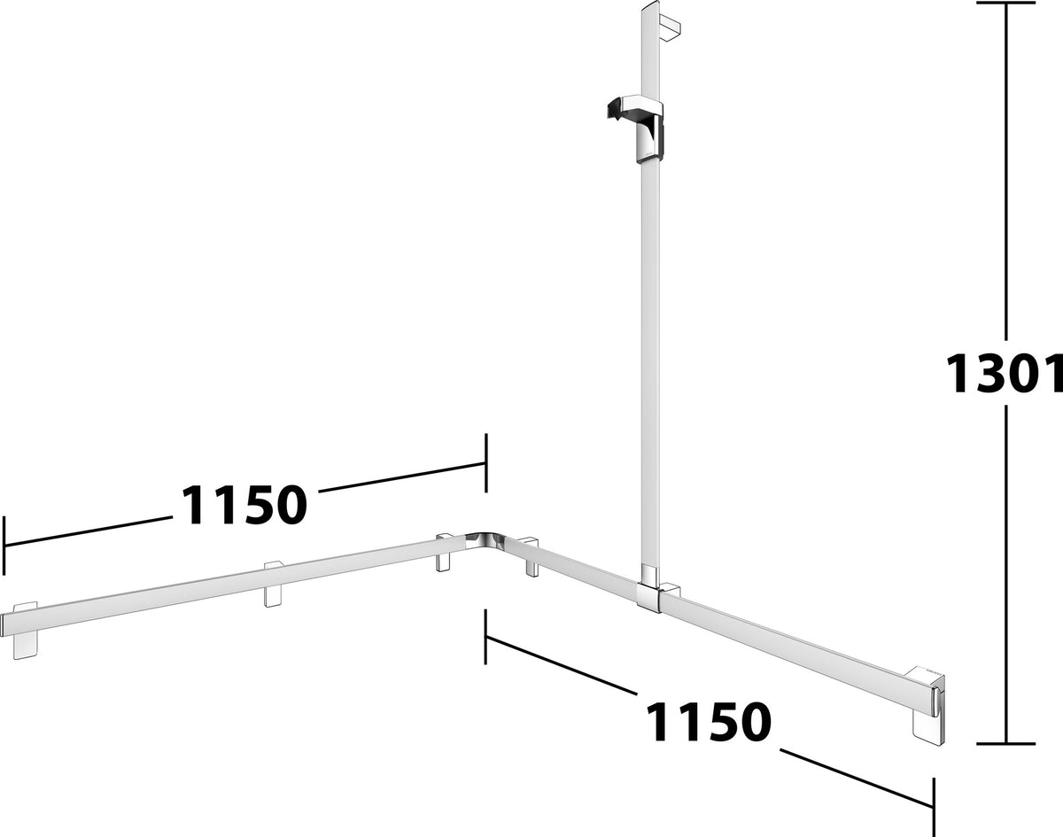 KEUCO AXESS Duschhandlauf 850 mm rechts mit Brausestange, silber-eloxiert