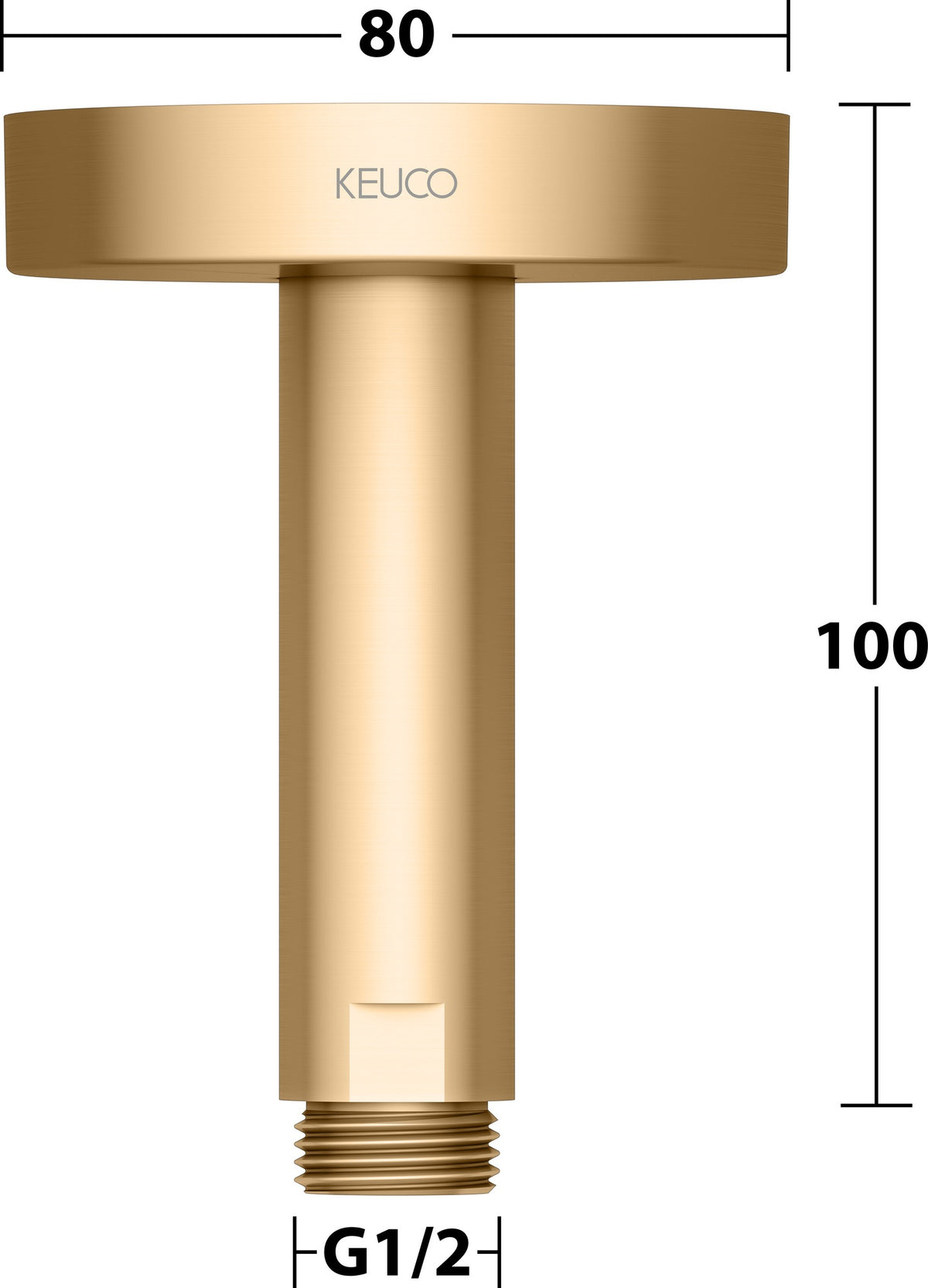 KEUCO Brausearm Elegance 51688, Deckenanschluss, 100 mm, verchromt – Rundes Design für die Deckenmontage