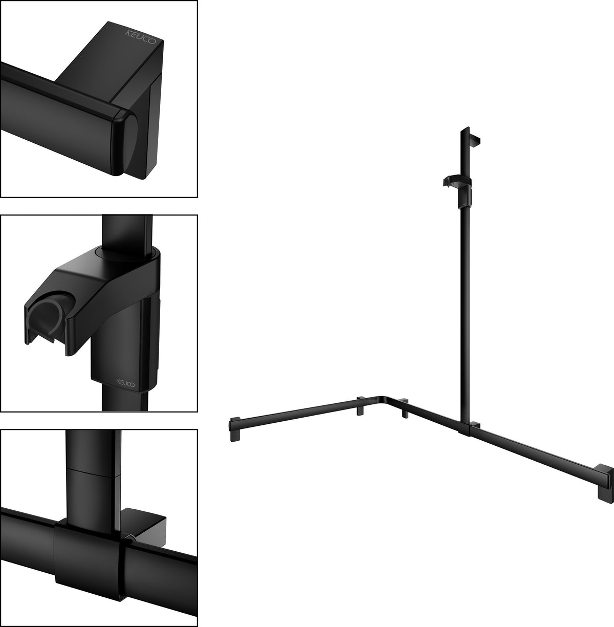 KEUCO AXESS Duschhandlauf 850 mm rechts mit Brausestange, silber-eloxiert