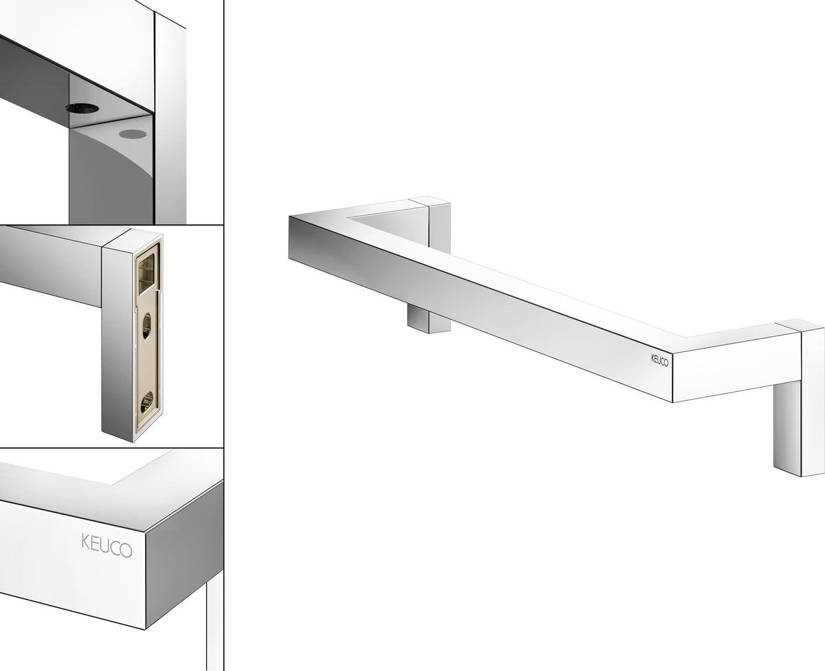 KEUCO Haltegriff Edition 90 Square 320 mm verchromt – Wandmontage, Belastbarkeit 115 kg