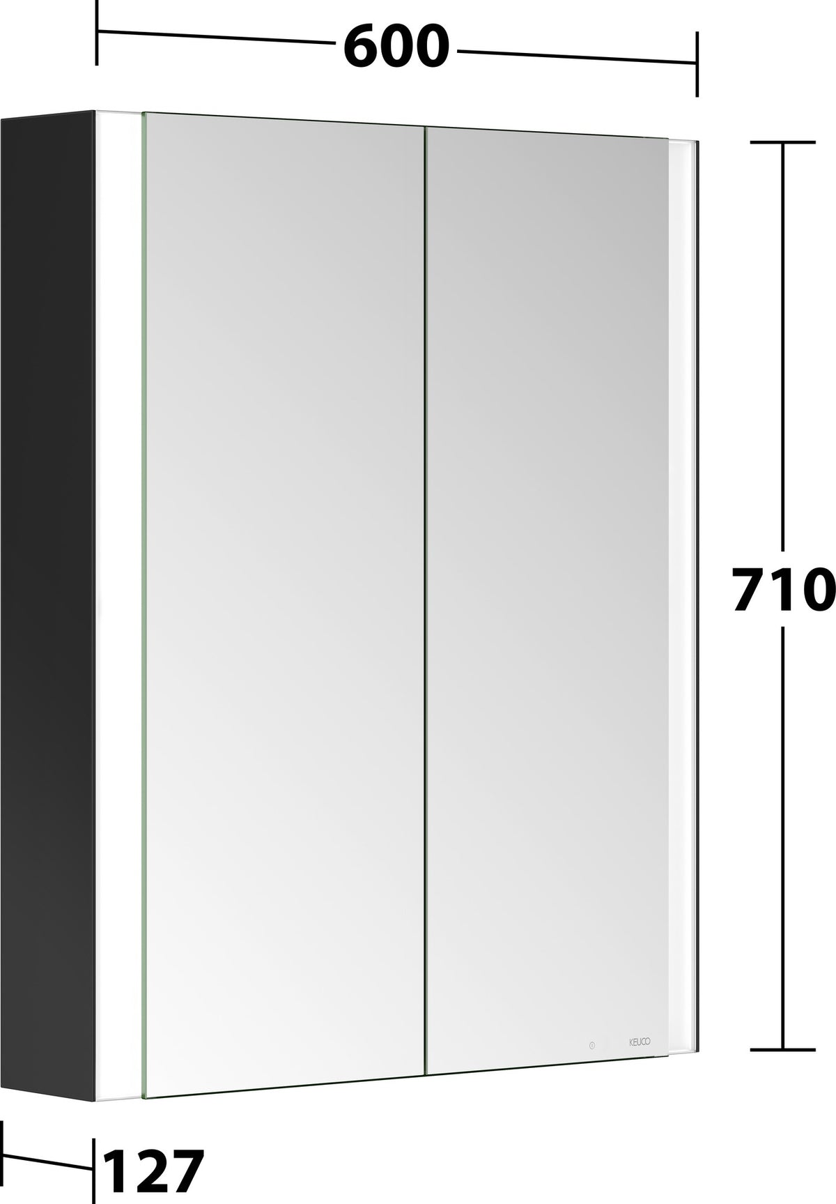 KEUCO Somaris Spiegelschrank 600 x 710 x 128 mm Eiche hell Dekor – 2 Türen Wandvorbau