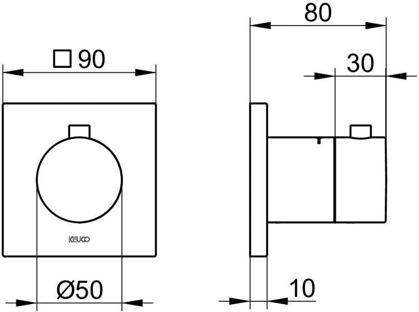 KEUCO IXMO Thermostatarmatur Unterputz rund verchromt – mit Sicherheitssperre bei 38 °C